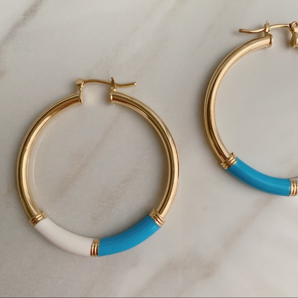 Enamel Tube Hoops | 18k Gold Filled - Picture 2 of 7